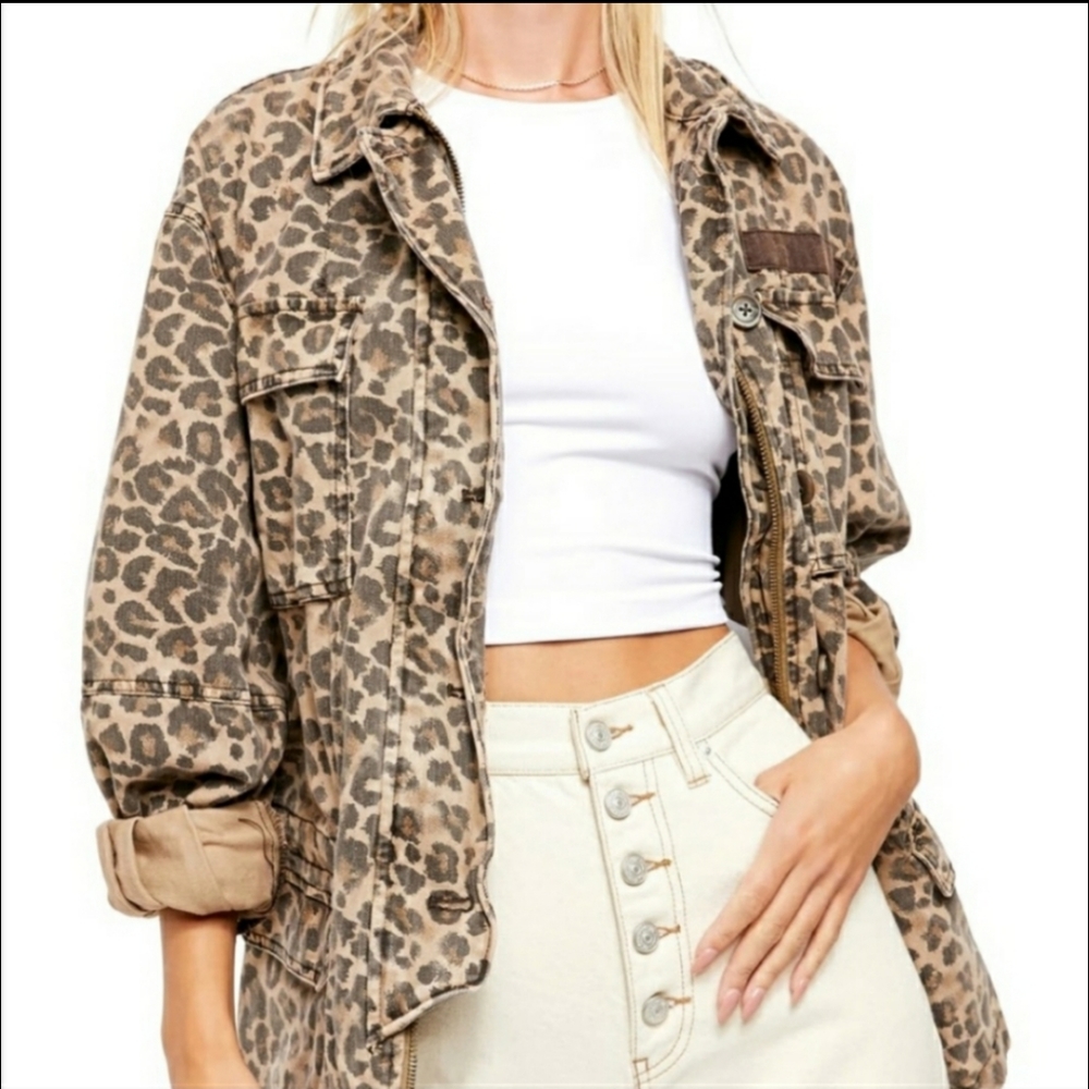 Free People Seize The Day Animal Print Jacket M